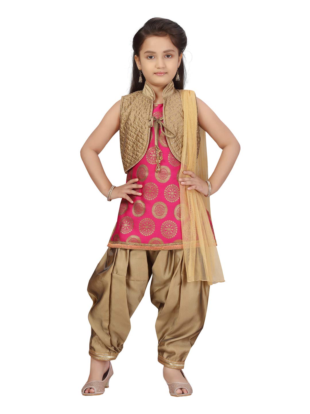 Aarika GirlS Silk Salwar Suit Set (Pt-18306_Rani-Gold_24)