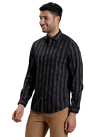 Turtle Men 100% Cotton Slim Fit Black Casual Shirt