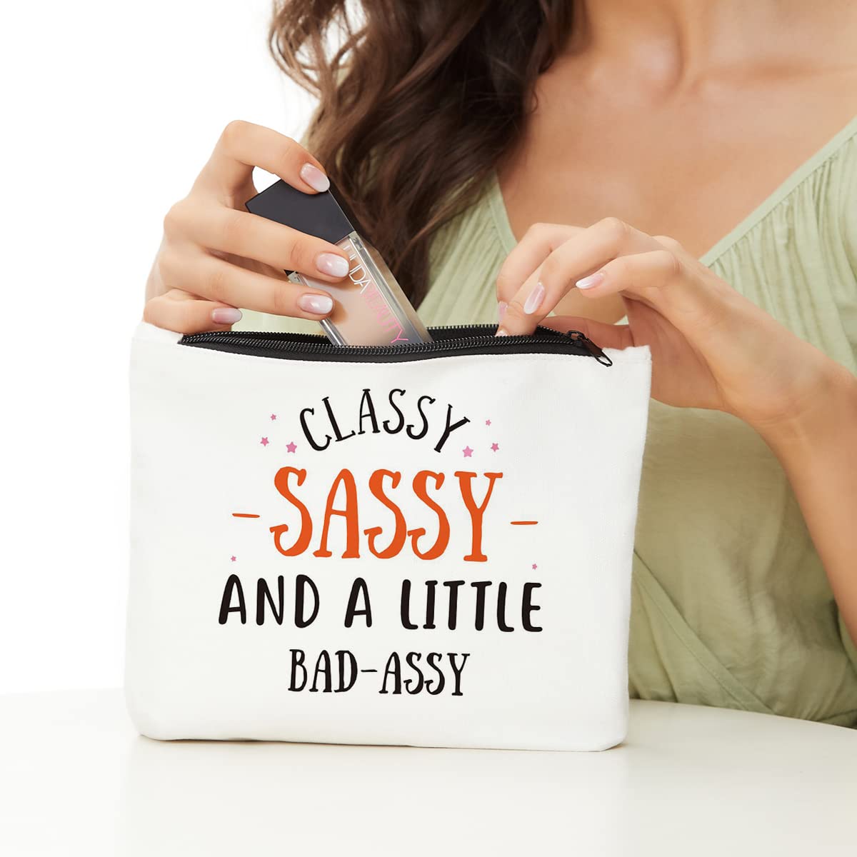 Funny Birthday Gifts for Her Him- Classy Sassy and Bad Assy- Best Friend Makeup Bag- Sister Brother Gifts Female Daughter Funny