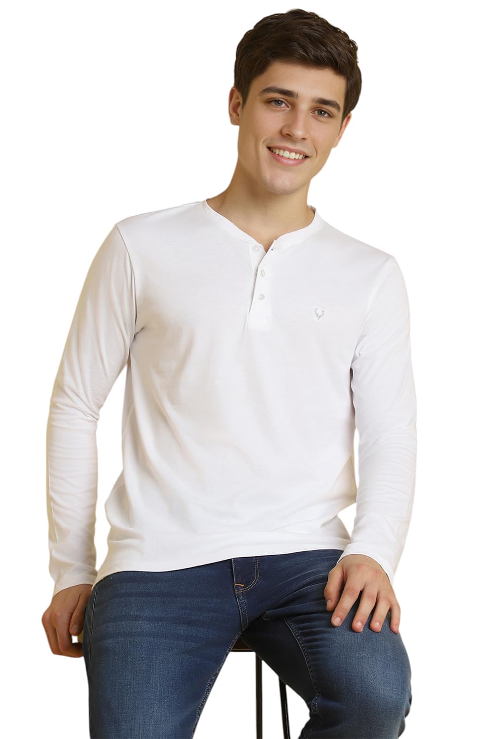 Allen Solly Men Slim Fit Solid Casual Full Sleeve T-Shirt