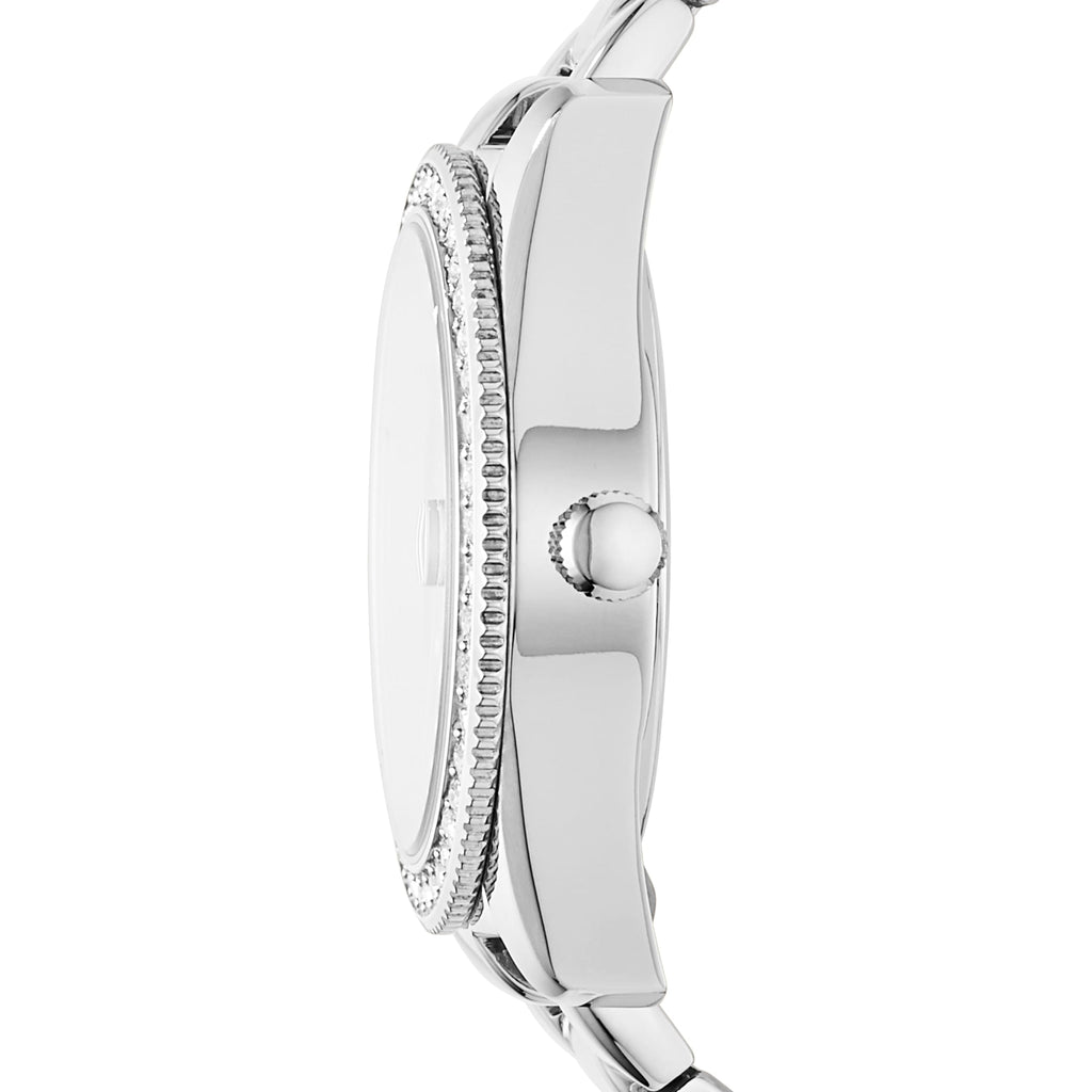 Fossil Women's Scarlette Mini Quartz Stainless Steel Three-Hand Watch, Color: Silver Glitz (Model: ES4317)