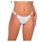 6109 - Iridescent Vinyl Panty with Ring Detail - Medium / White/Silver