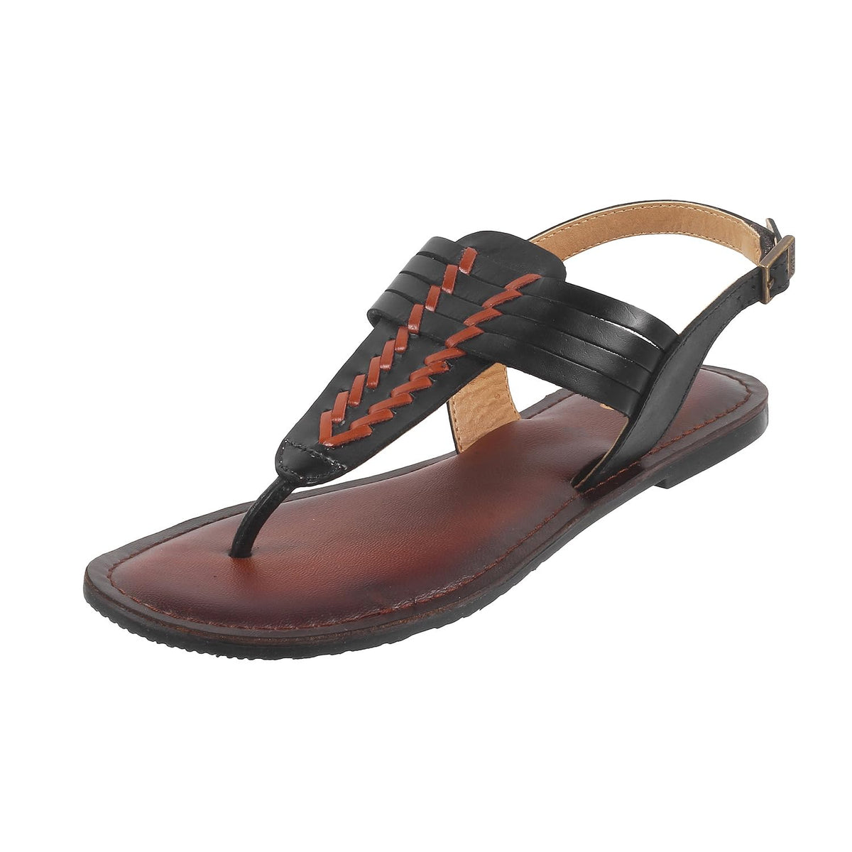 Metro Women Black Synthetic Leather Flat Sandal UK/7 EU/40 (33438) 7-40