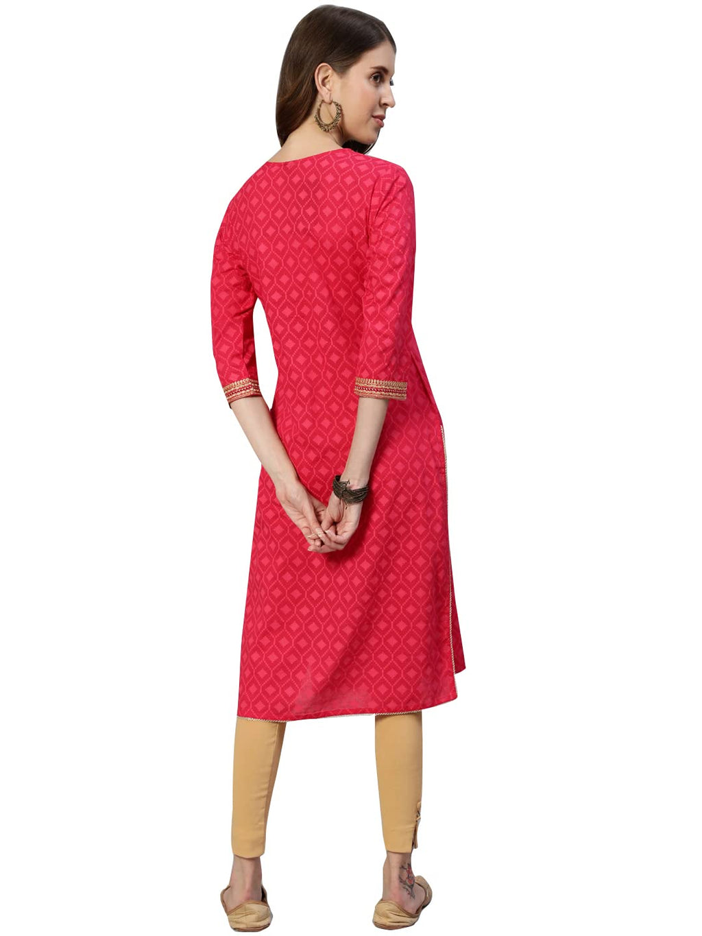 Ishin Women'S Cotton Blend Green Embroidered Anarkali Kurta