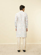 Manyavar Mens Delicate White Bel Buti Printed Kurta