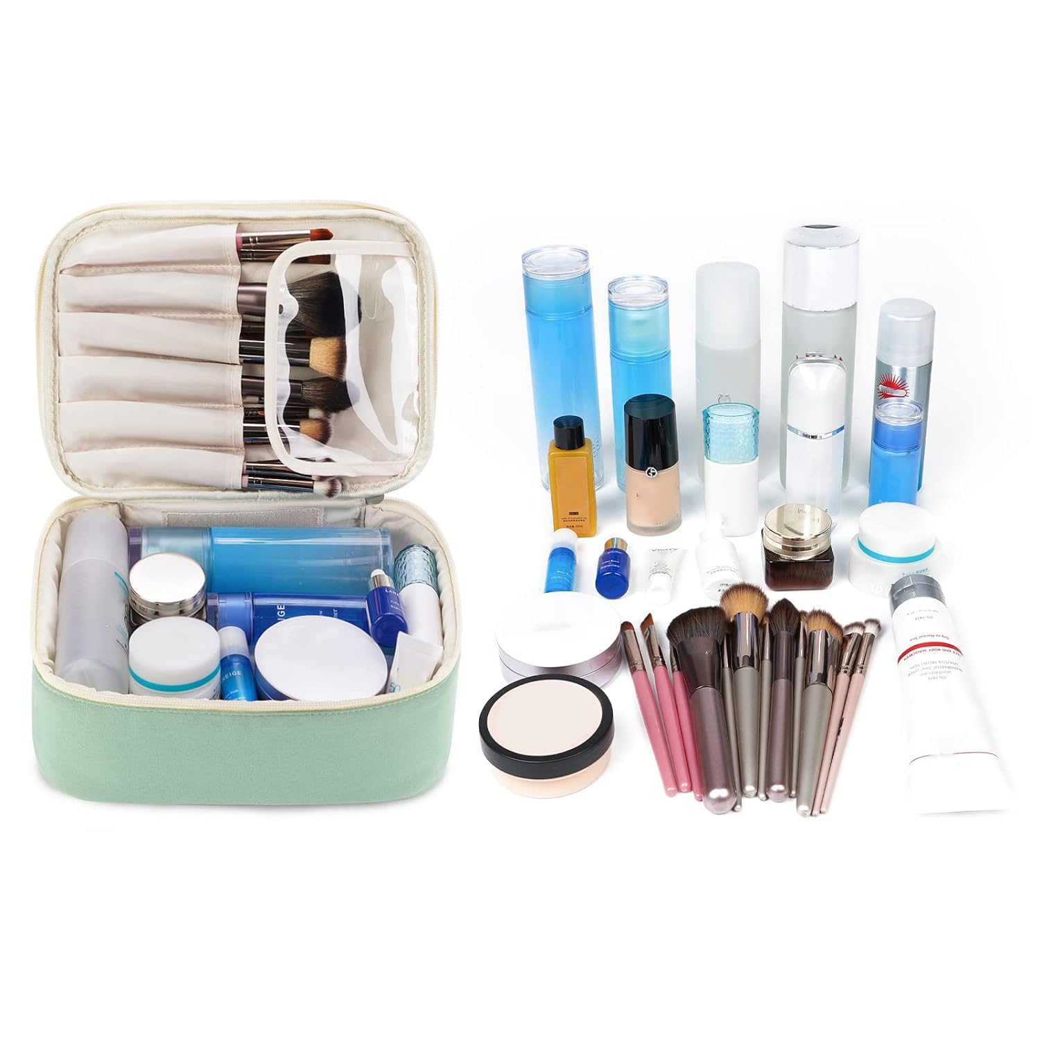 Narwey Travel Makeup Bag Large Cosmetic Bag Make up Case Organizer for Women