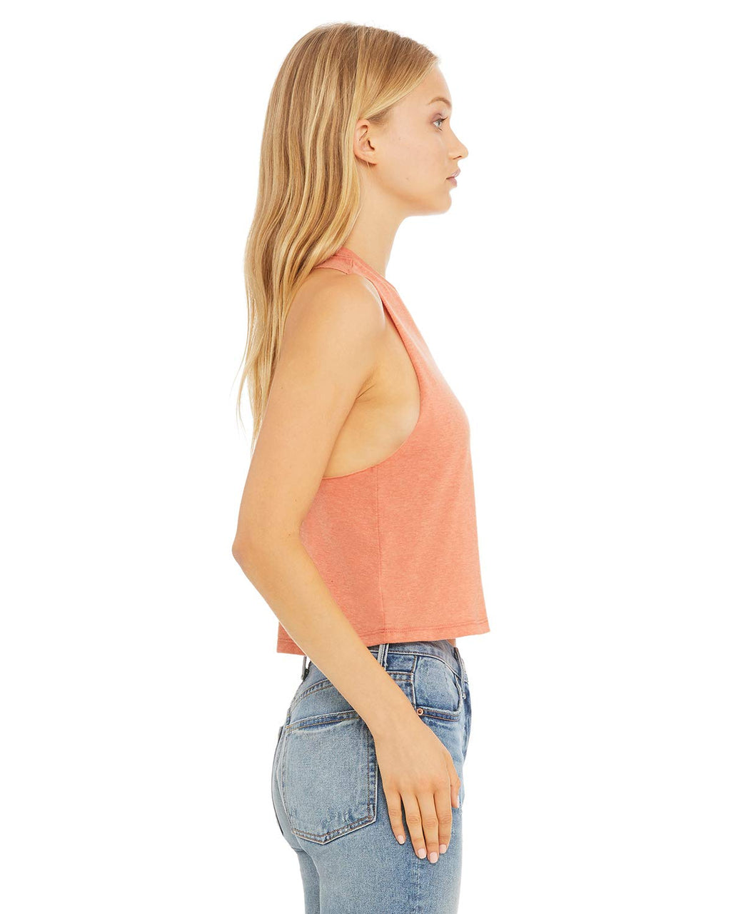 Ladies Racerback cropped Tank - HEATHER OLIVE - S(D0102H7WYWT)