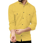 Rebelify Double Pocket MenS Casual Shirt - Regular Fit, Solid Spread Collar, Versatile Everyday Wear, Comfortable And Stylish De