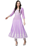 ANNI DESIGNER Womens Georgette Chikankari Embroidered Anarkali Kurti (Naav Purple-Nw1_XXL_Purple_XX-Large)