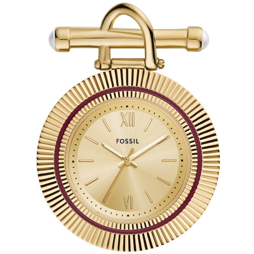 Fossil Women's Scarlette Three-Hand Gold-Tone Stainless Steel Watch Brooch