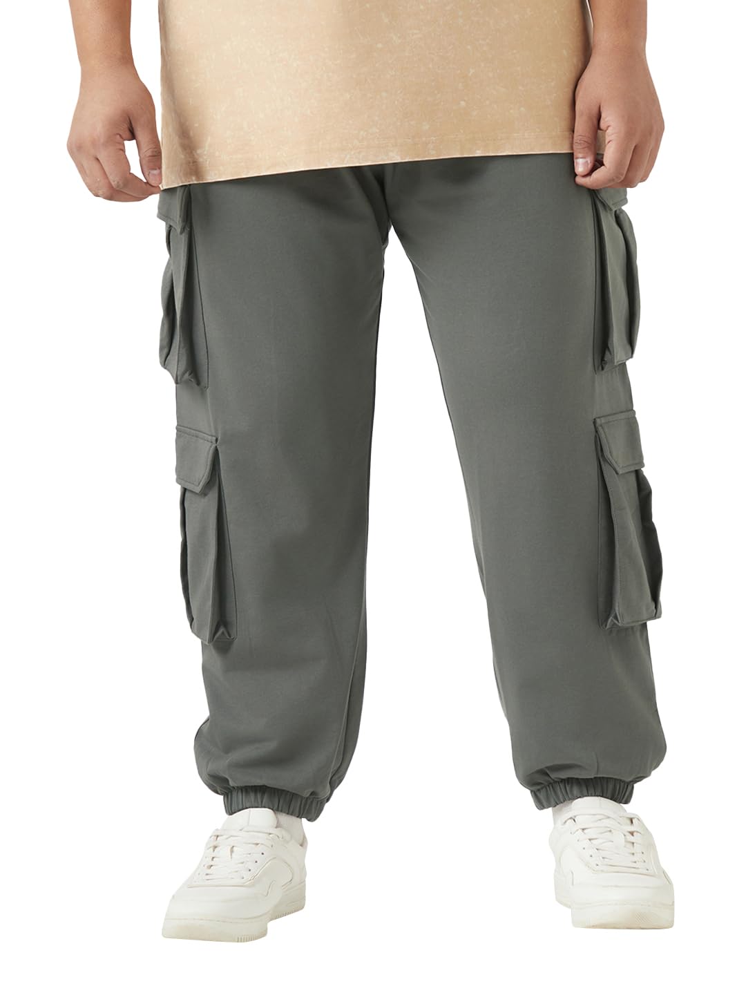 Bewakoof Air 1.0 Mens Solid Super Loose Fit Terry Plus Size Joggers_654583_Grey_3XL