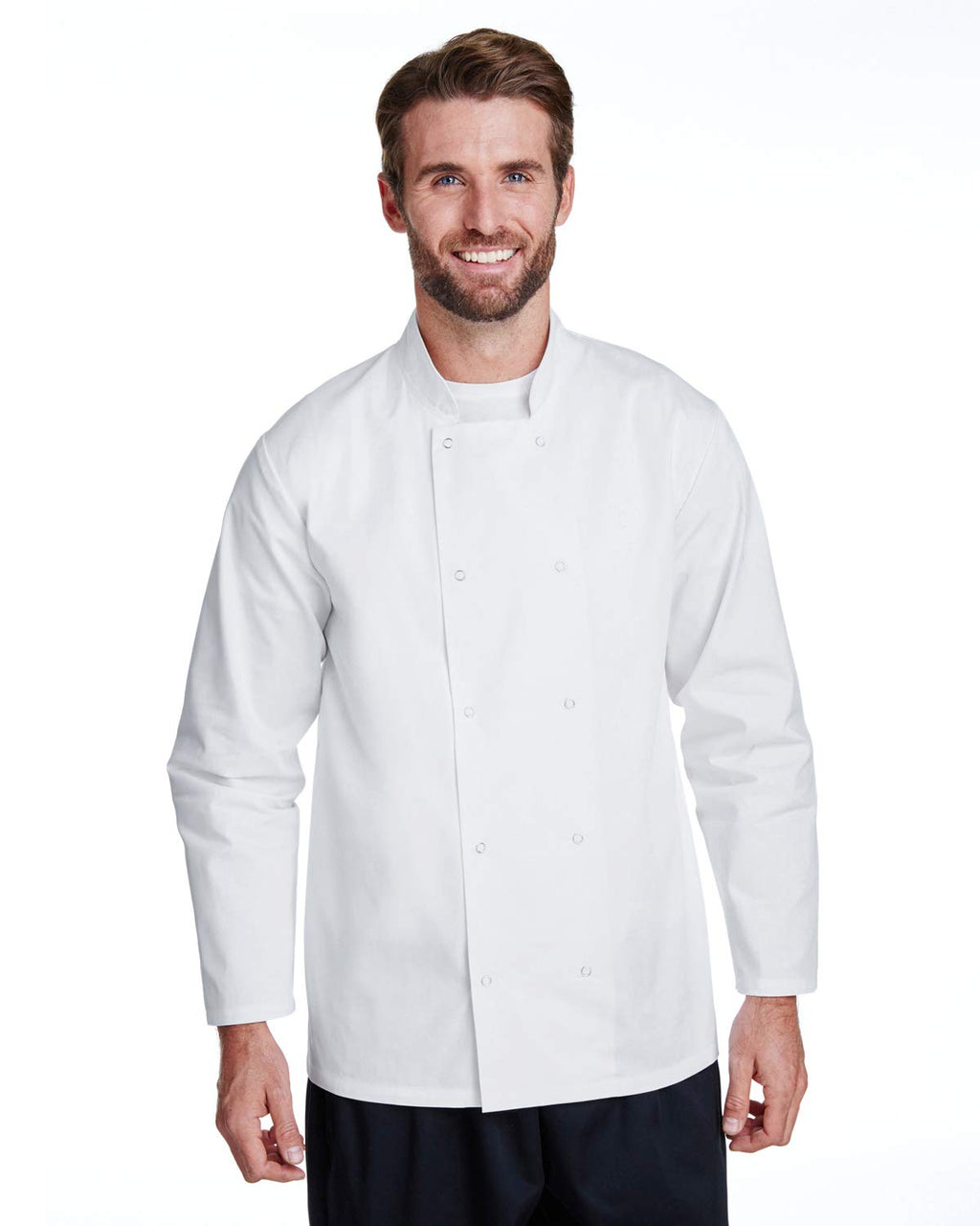 Unisex Studded Front Long-Sleeve chefs Jacket - BLAcK - 2XL(D0102H7ZAZJ)
