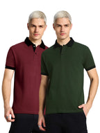 Veirdo Men's 100% Cotton Regular Fit Solid Plain Classic Polo Collar T-Shirt
