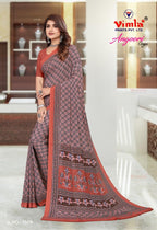 Vimla WomenS Mysore Crepe Silk Uniform Saree With Printed 6 Yard Length And Unstitched Blouse Piece Office Wear Saree