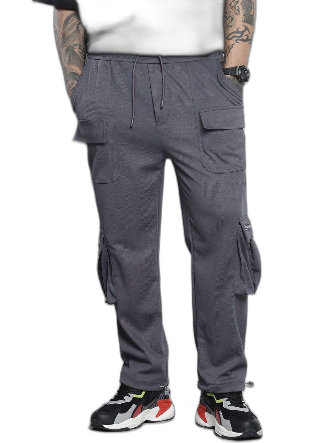 The Indian Garage Co Mens Relaxed Fit Textured Wide Leg Sweater