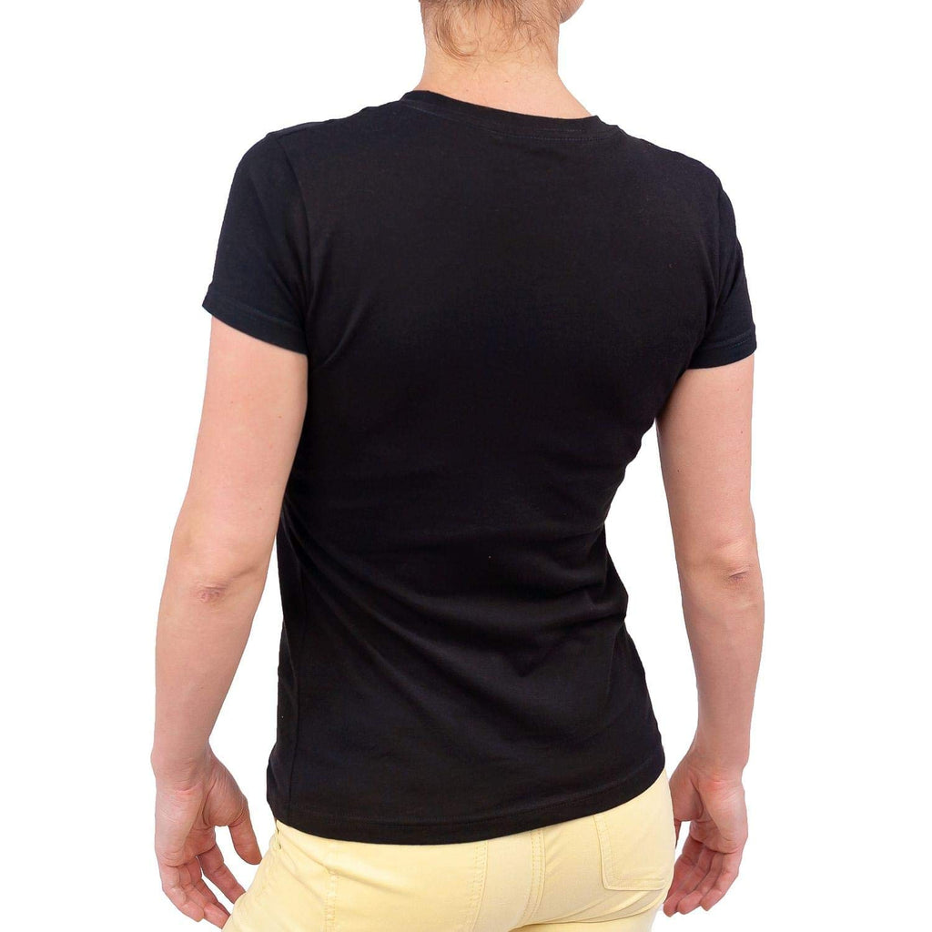 Felicity Gold Logo Junior's Black Cotton T-Shirt - Small