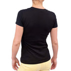 Felicity Gold Logo Junior's Black Cotton T-Shirt - Small