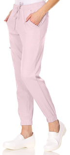 Mini Marilyn Scrub Joggers 4-Way Stretch Elastic Waistband Four Pocket Jogger Pants, Blush Size Large