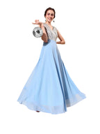 Miss Chase WomenS V-Neck Cap Sleeved Solid Wrap Maxi Dress (Mcaw22D99-88-273-04, Sky Blue & Golden, M)