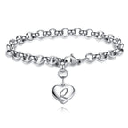 TONY & SANDY Charm Bracelets for Girls Initial Heart Bracelets Women Teen Girls Gifts Idea Birthday Jewelry Stainless Steel Lett