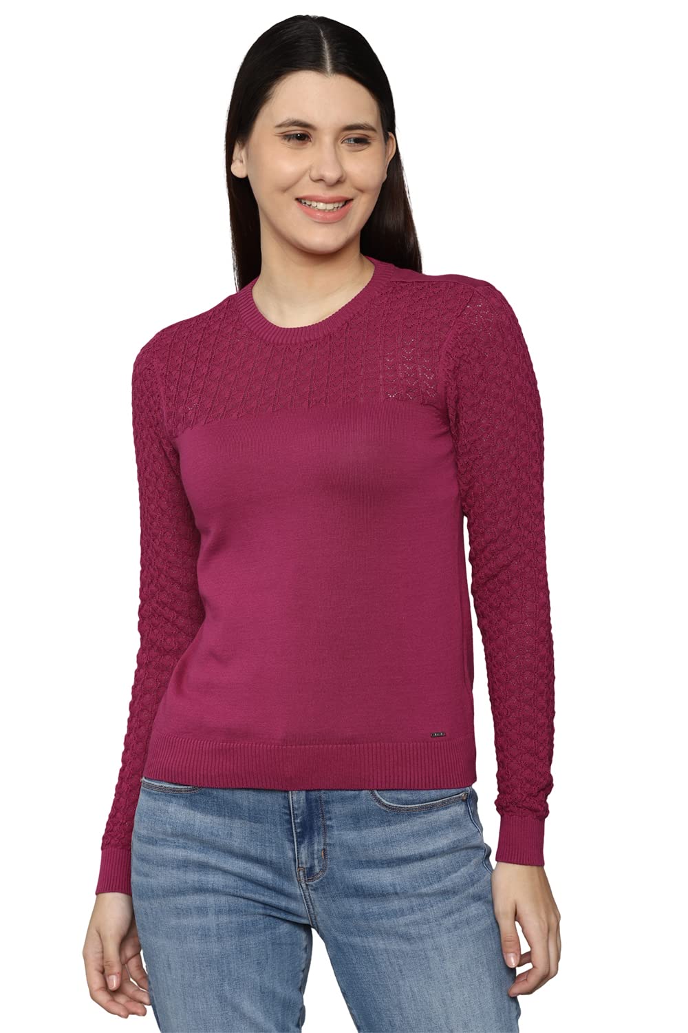 Allen Solly Women Casual Cotton Full Sleeve Round Neck Shrug