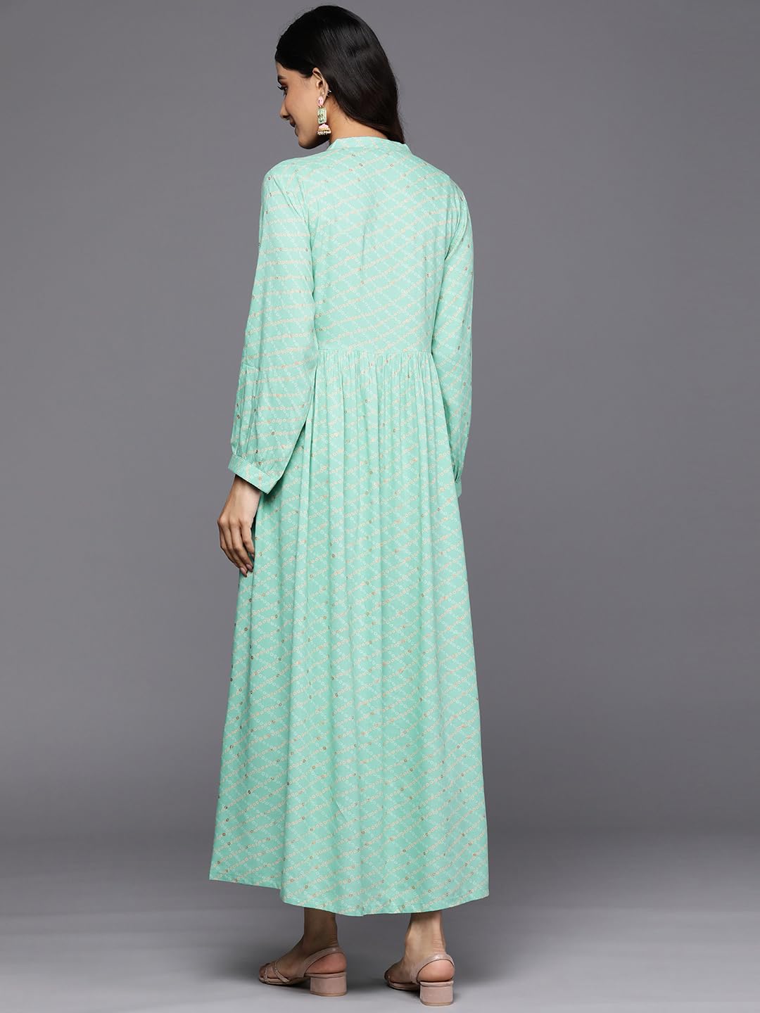 Libas WomenS Rayon Fit And Flare Maxi Dress (26425_Sea Green