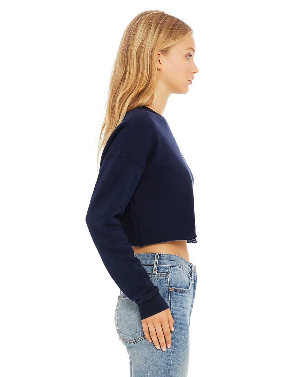 Ladies cropped Fleece crew - DEEP HEATHER - S(D0102H7WFB8)