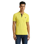 Pepe Jeans Men Cotton Blend Regular Fit Solid Polo T-Shirts,Yellow,Small