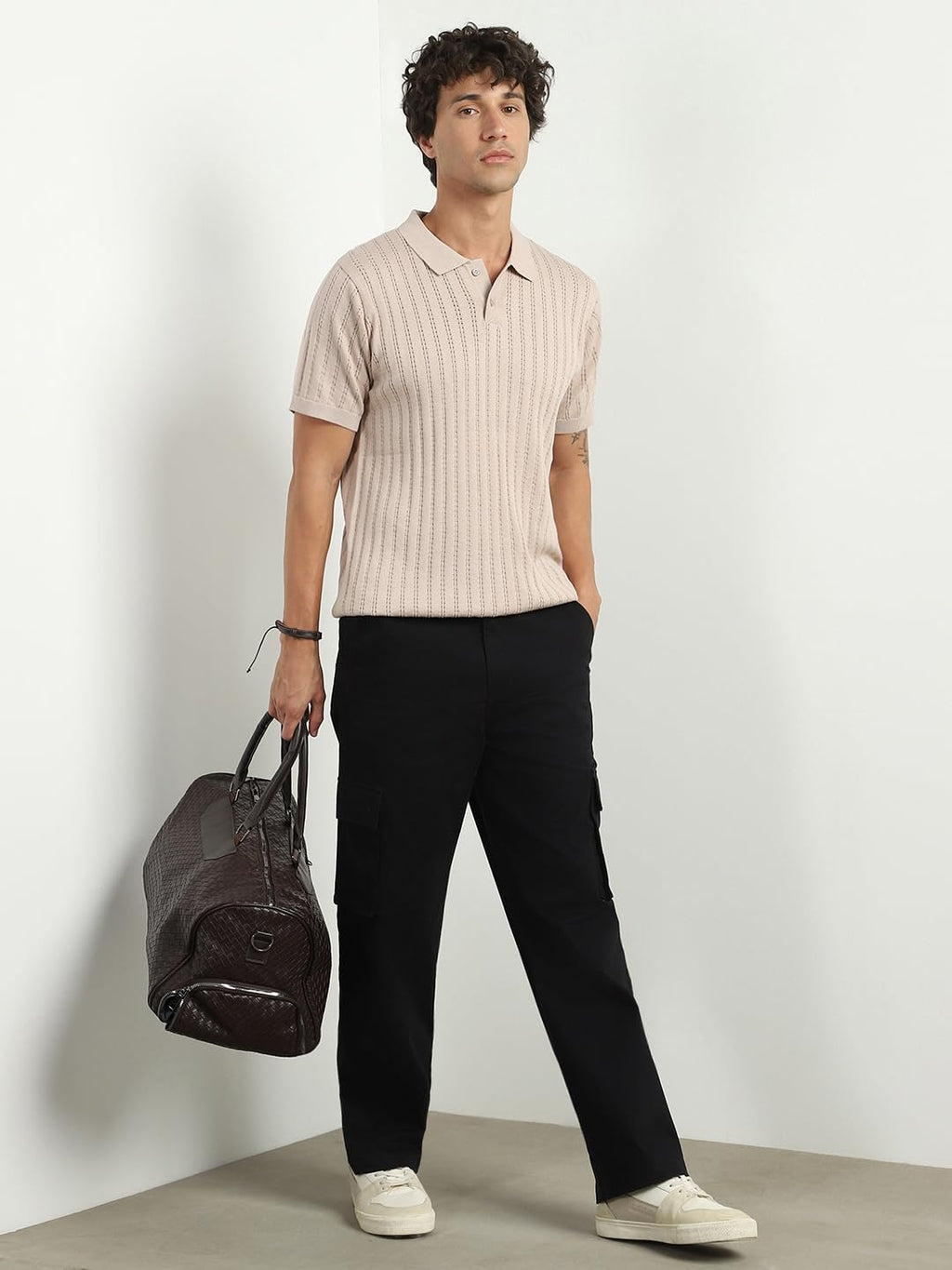 Nobero MenS Self Design Regular Fit Polo Shirt (1M-Twpo-R0017_Moonlight
