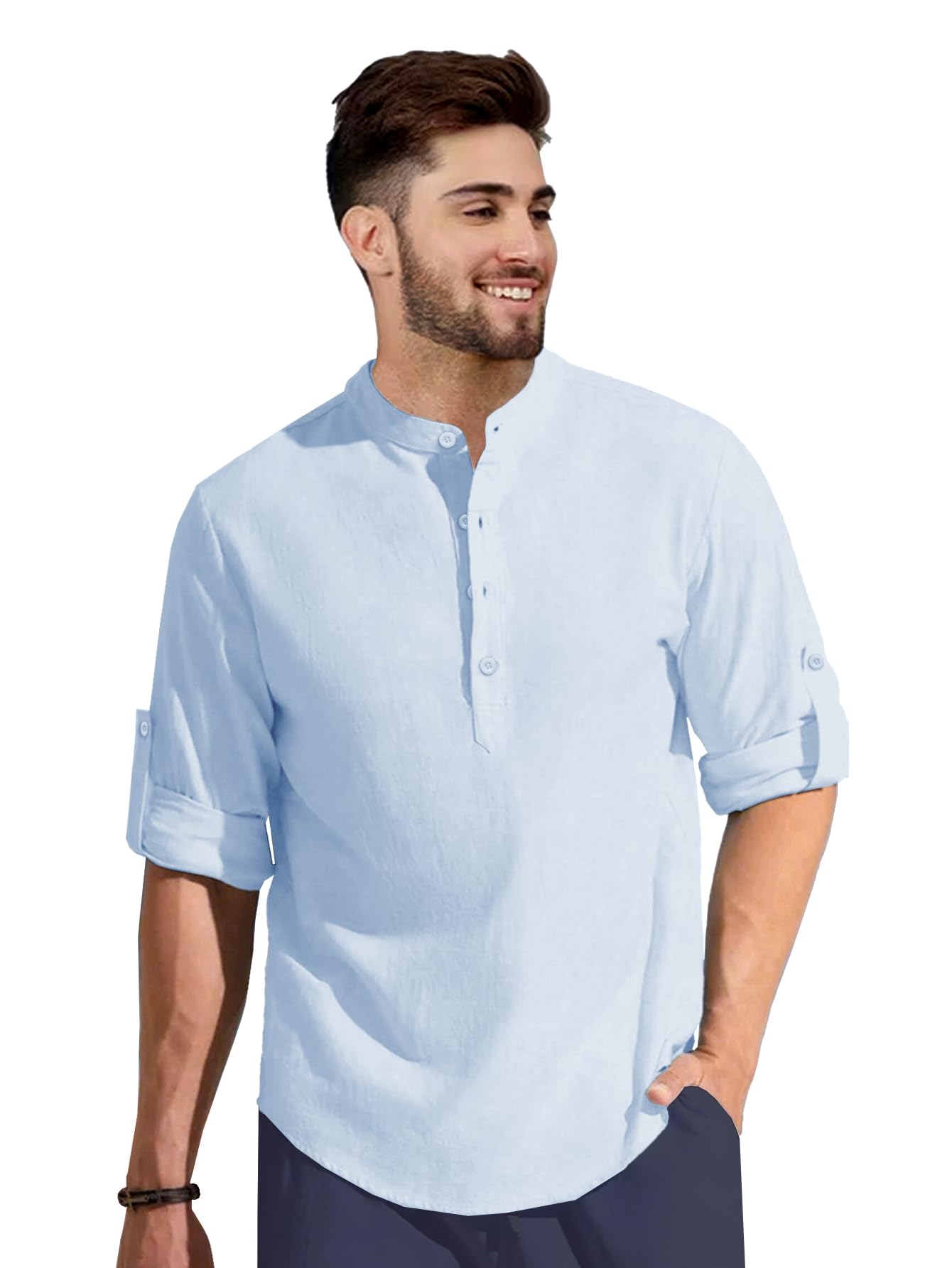 BE ACTIVE Mens Solid Linen Blend Short Kurta with Mandarin Collar || Short Kurta for Men Cotton || Stylish Short Kurta || Short