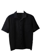 Pinkmint Textured Shirts for Men l Chest Pocket Short Sleeve Black Shirt l Regular Fit Summer Outdoor Activities (Pack of 1)
