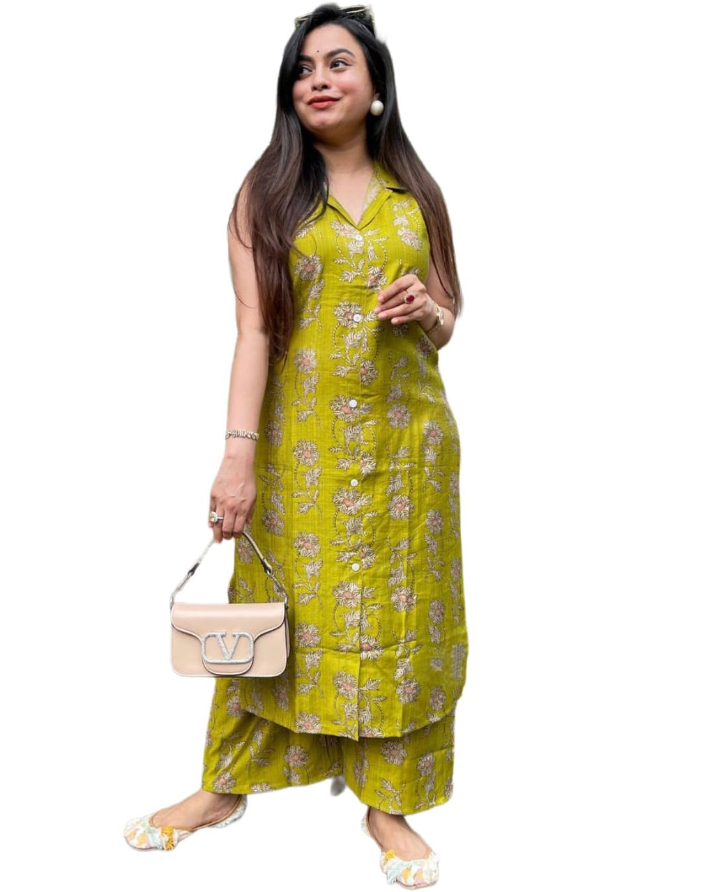 Anni Designer WomenS Rayon Viscose A-Line Printed Kurta With Palazzo (Abhu Mehandi_2Xl_Mehandi_Xx-Large)