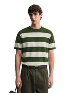 The Indian Garage Co Mens Oversized Striped Half Sleeves Crew Neck Sweater