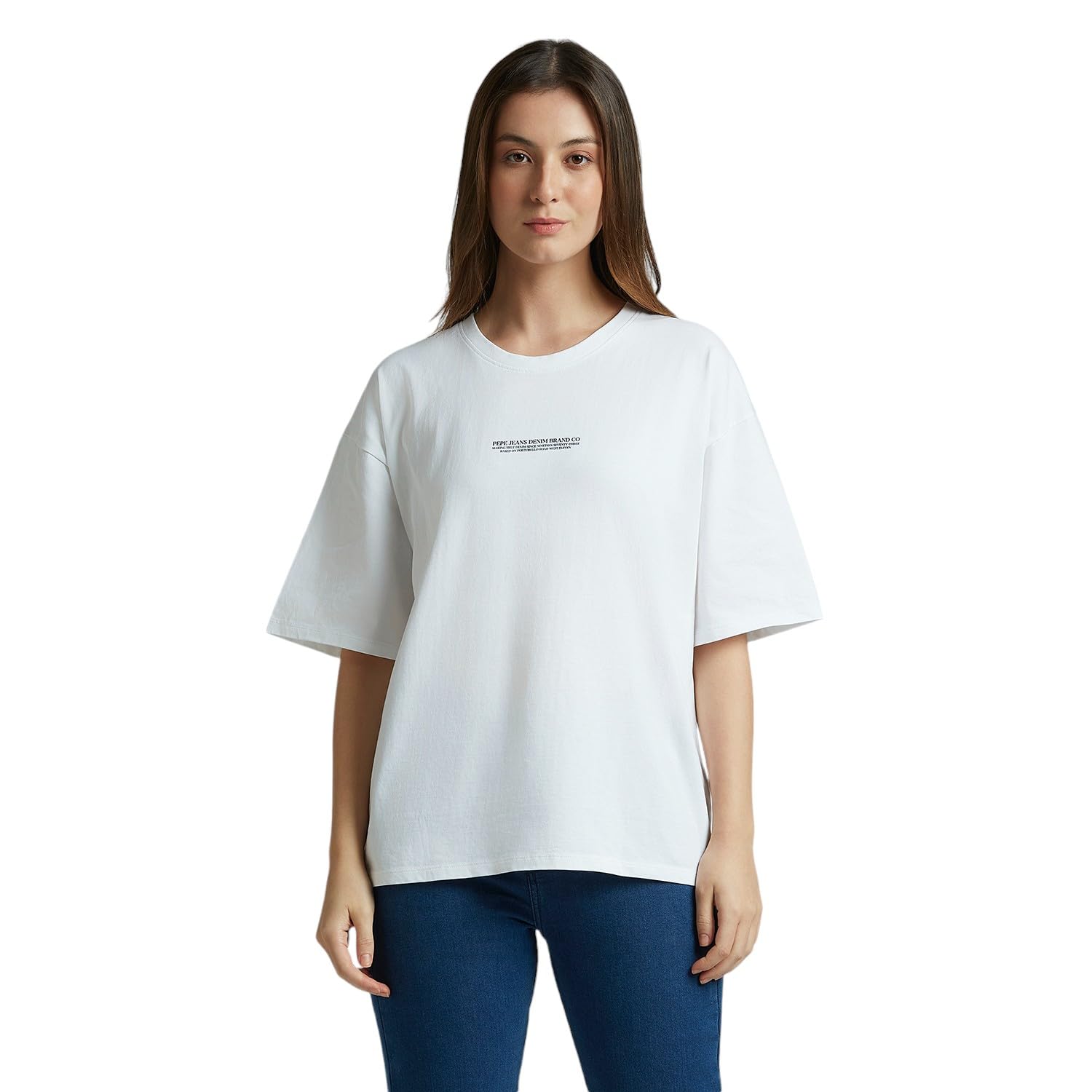 Pepe Jeans WomenS Oversized Fit T-Shirt (Pl506096_White