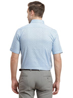 Turtle Men 100% Cotton Regular Fit Light Blue Printed Half Sleeve Formal Shirt