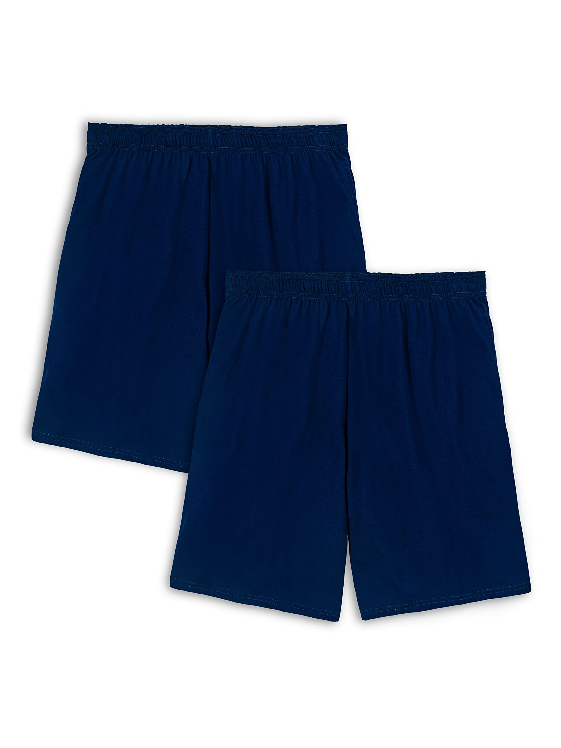 Fruit of the Loom Men's Eversoft Cotton Shorts with Pockets (S-4xl), 2 Pack-Navy