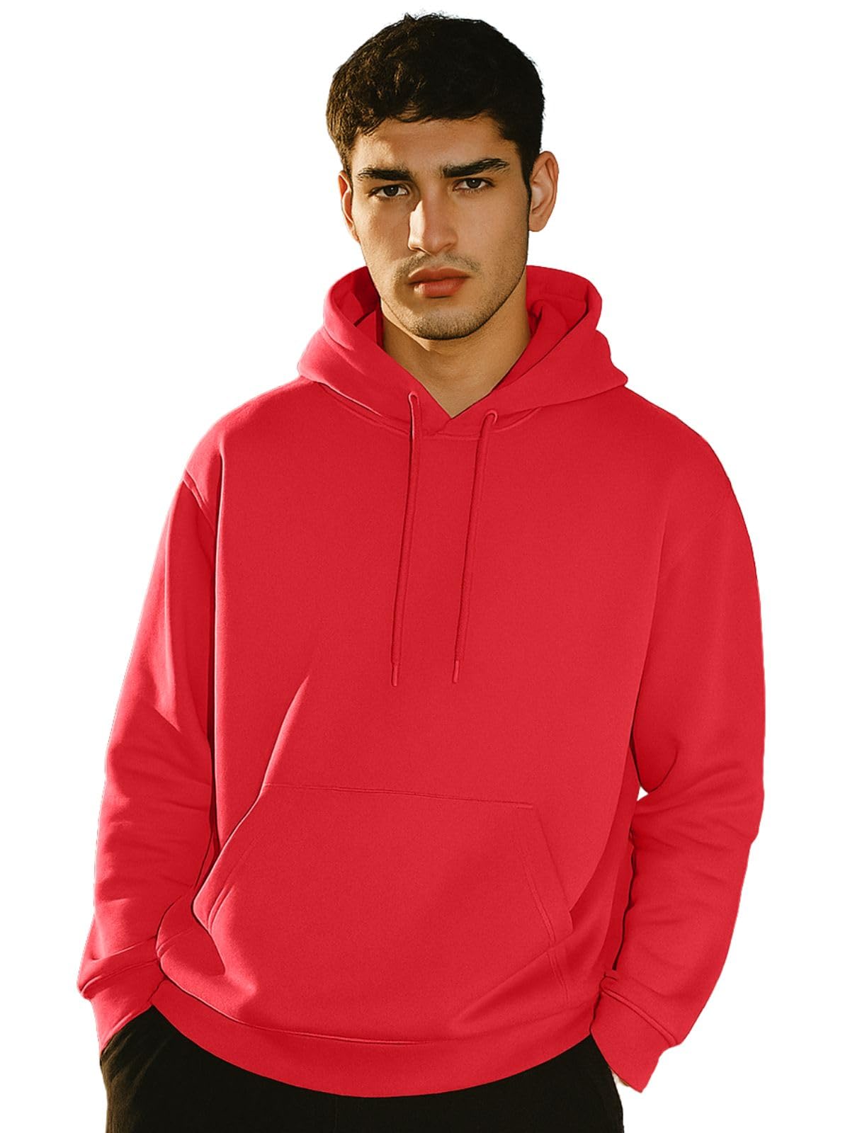 Veirdo Men's Cotton Poly Fleece Regular Fit Magenta Solid Hoodie