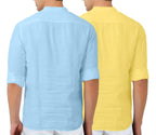 Finivo Fashion MenS Cotton Blend Solid Full Sleeve Combo Short Kurta Shirt
