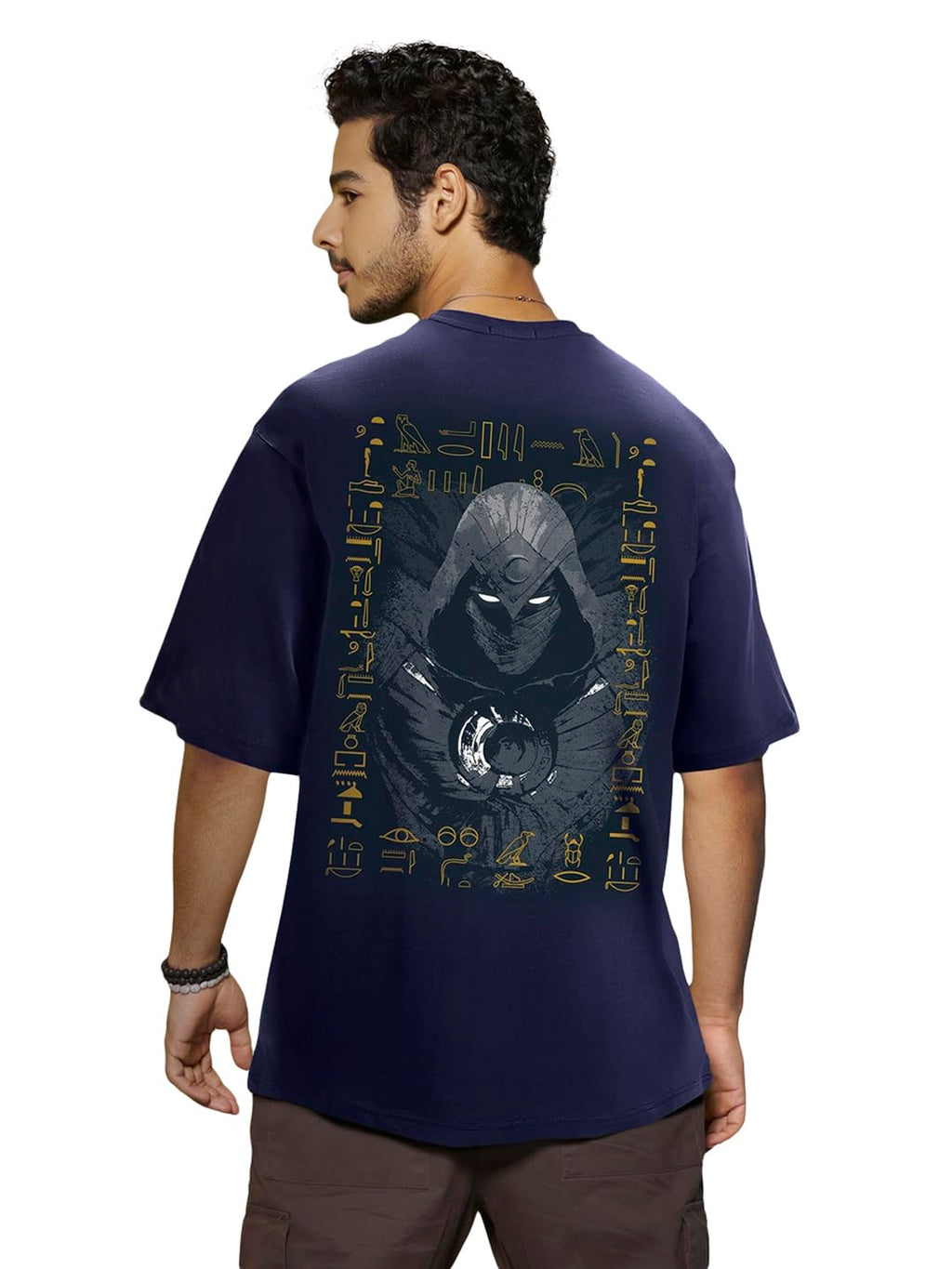 Bewakoof Mens Moon Knight 100% Cotton T-Shirt - Oversized Fit, Round Neck, Half Sleeves