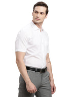 Turtle Men 100% Cotton Regular Fit White Solid Half Sleeve Formal Shirt