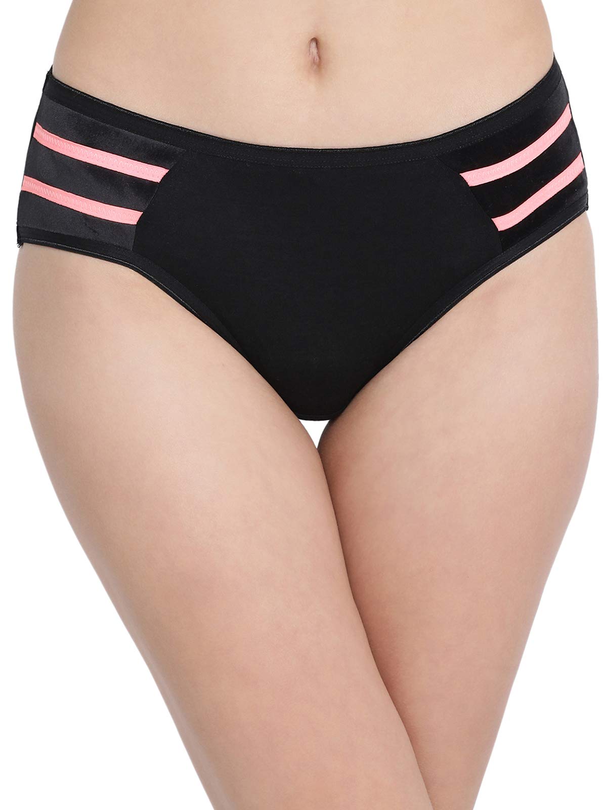 Clovia WomenS Cotton Mid Waist Hipster Panty With Powernet Panels (Pn2866P13_Black_Xxl)