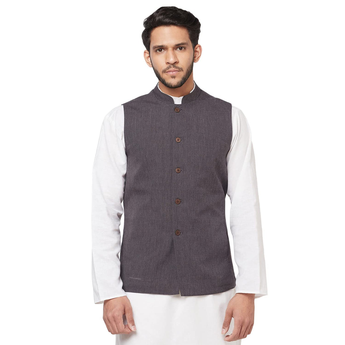 Fabindia Men Firdaus Slim Fit Nehru Jacket Cotton_Xs