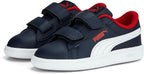 PUMA Kids Smash Hook and Loop Sneaker, Navy White-for All Time Red, 4 US Unisex Toddler