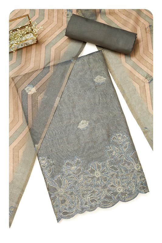 Soch Women Silk Blend Unstitch Dress Material with Beads and Stones