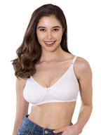 Clovia WomenS Cotton Non-Padded Non-Wired Full Coverage T-Shirt Bra (Br0184P18_White_36B)