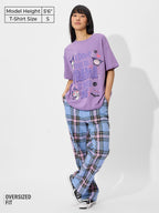 The Souled Store Official Hello Kitty: Drama Queen Women and Girls Short Sleeve Round Neck Printed Cotton Oversized T-Shirts Pur