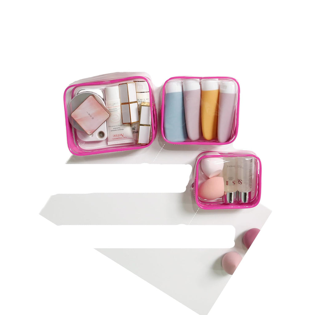 Buminee Clear Travel Bags for Toiletries, Makeup Bags, Cosmetic Bags, 6.3 x1.77 x5.1 Plastic Toiletry Bag, Clear Pouch, Cosmetic