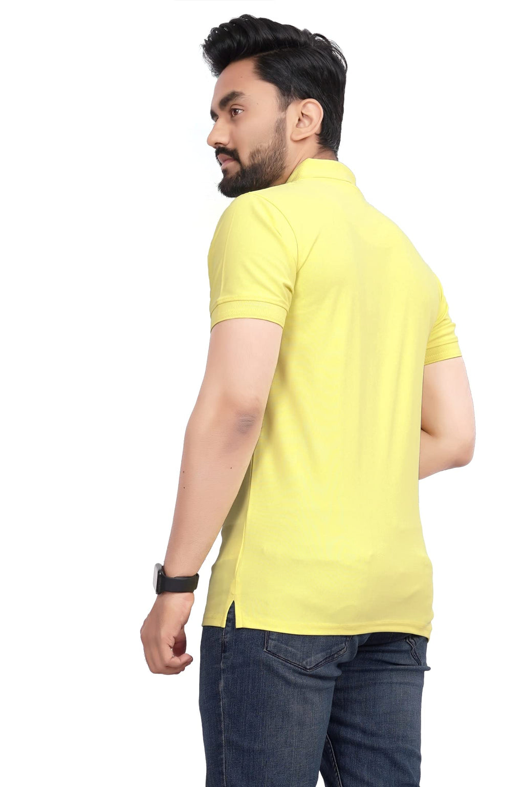 More & More MenS Solid Regular Fit T-Shirt (Bb Polo Tshirt_Lemon