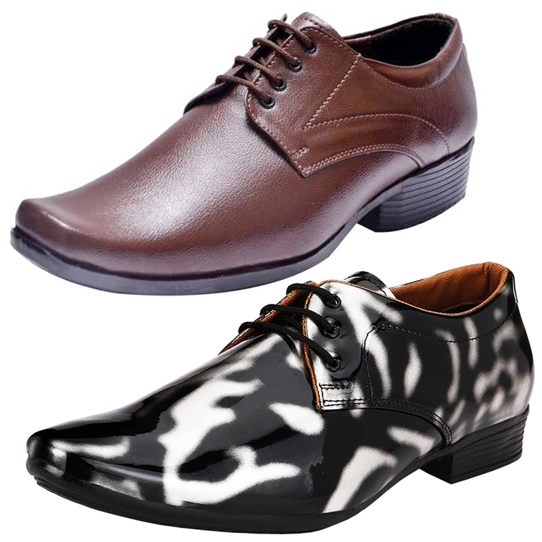Attractive Trendy Formal Shoes/Party Shoes/ 2 Shoes Combo with Free Belt for Men and Boys (BAZAAR8697_VTR01BlkSlvr004Brwn1B 7
