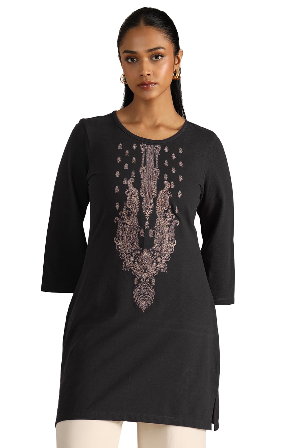 Soch Women Cotton Blend Embroidered T-Shirt